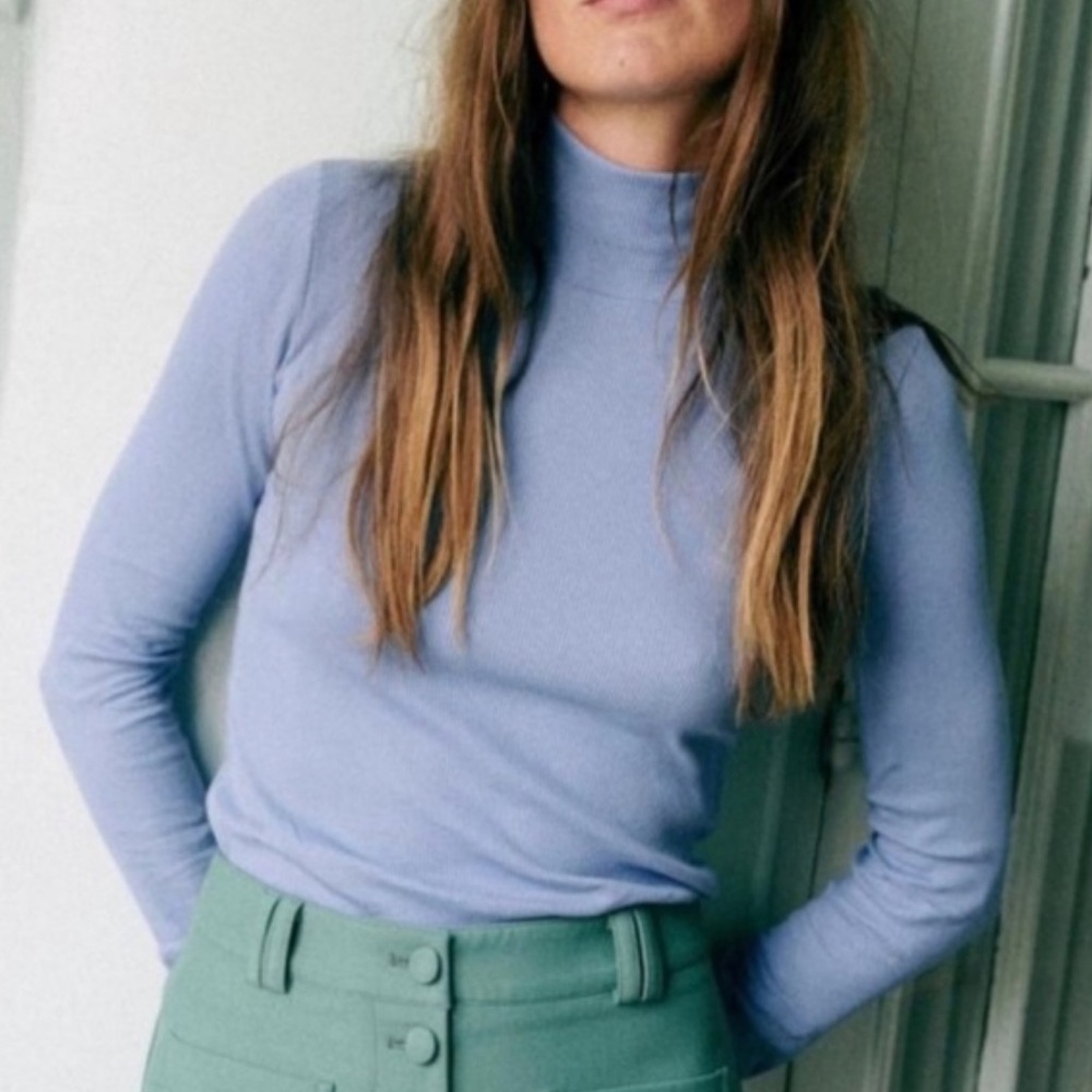Sezane Felix jumper sky blue organic cotton